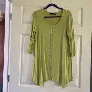 Green Button-Front Tunic